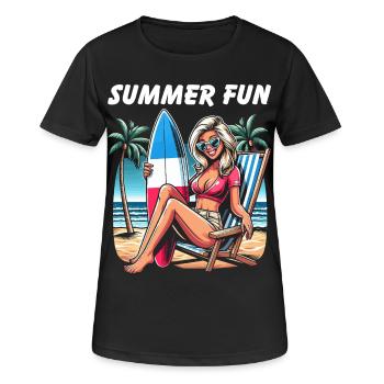 Sommer Strand Haute Couture - Frauen T-Shirt atmungsaktiv - Schwarz - Vorne - AI Model Female 172 light (172cm)