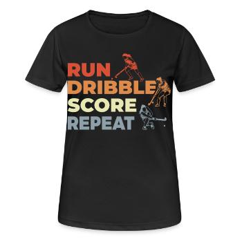 Courir, dribbler, marquer, répéter - T-shirt respirant Femme - noir - Devant - AI Model Female 172 light (172cm)