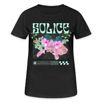 Solice – Tranquillité botanique - T-shirt respirant Femme - noir - Devant - AI Model Female 172 light (172cm)