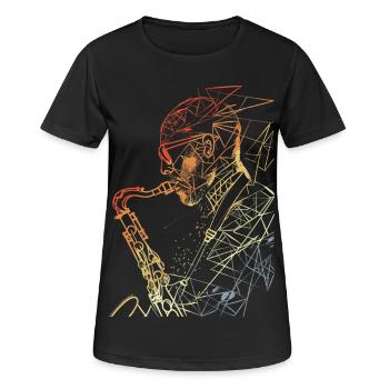 Saxophonist Retro - Frauen T-Shirt atmungsaktiv - Schwarz - Vorne - AI Model Female 172 light (172cm)