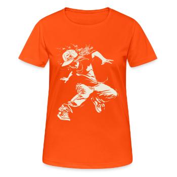Croquis de B-Girl - T-shirt respirant Femme - orange néon - Devant - AI Model Female 172 dark (172cm)