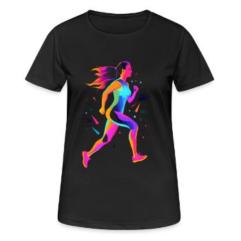 Runner Girl Retrowave - Women's Breathable T-Shirt - black - Front - AI Model Female 172 light (172cm)