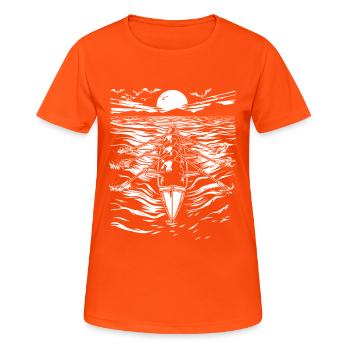 Rowing Sketch - Women's Breathable T-Shirt - neon orange - Front - AI Model Female 172 dark (172cm)