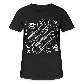Flöte Cartoon Look - Frauen T-Shirt atmungsaktiv - Schwarz - Vorne - AI Model Female 172 light (172cm)