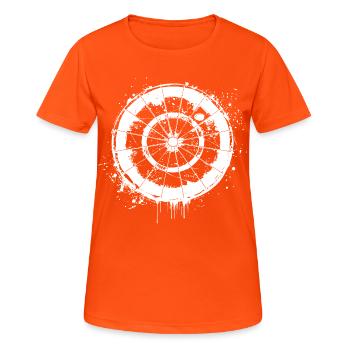 Dartscheibe Streetart - Frauen T-Shirt atmungsaktiv - Neonorange - Vorne - AI Model Female 172 dark (172cm)
