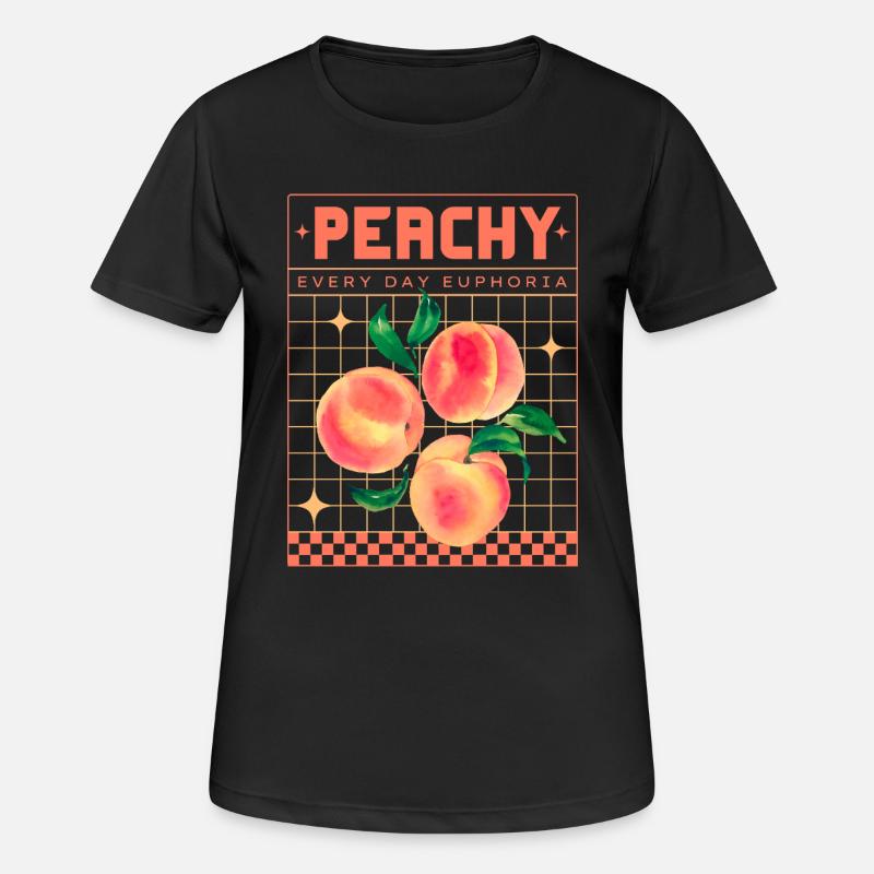 Peachy Euphoria – Retro Fruit Aesthetics - Women's Breathable T-Shirt - black