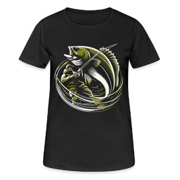 Angeln Angler Dorsch Riesenfisch olivgrün Geschenk - Frauen T-Shirt atmungsaktiv - Schwarz - Vorne - AI Model Female 172 light (172cm)
