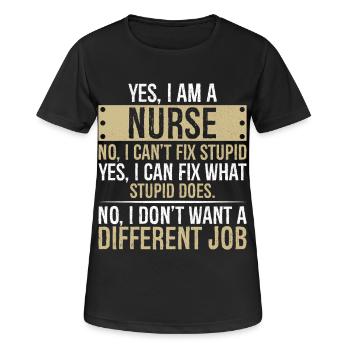 je suis infirmière non je ne peux pas réparer stupide je peux réparer - T-shirt respirant Femme - noir - Devant - AI Model Female 172 light (172cm)