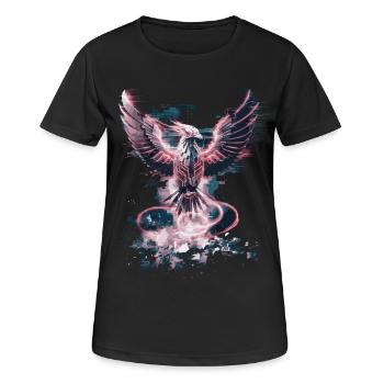 Cyber Phoenix – Digitale Wiedergeburt & Tech-Aufstieg - Frauen T-Shirt atmungsaktiv - Schwarz - Vorne - AI Model Female 172 light (172cm)