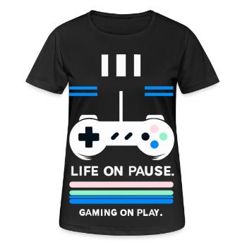 Gaming on Play - Frauen T-Shirt atmungsaktiv - Schwarz - Vorne - AI Model Female 172 light (172cm)