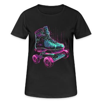 Rollschuhe Steampunk - Frauen T-Shirt atmungsaktiv - Schwarz - Vorne - AI Model Female 172 light (172cm)