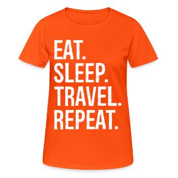 Manger dormir Voyager Répéter - T-shirt respirant Femme - orange néon - Devant - AI Model Female 172 dark (172cm)