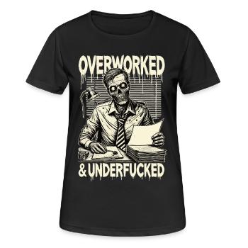Überlasteter und unterfickter Zombie-Büro-Horror - Frauen T-Shirt atmungsaktiv - Schwarz - Vorne - AI Model Female 172 light (172cm)