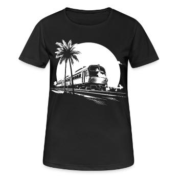 Zug Grafik - Frauen T-Shirt atmungsaktiv - Schwarz - Vorne - AI Model Female 172 light (172cm)
