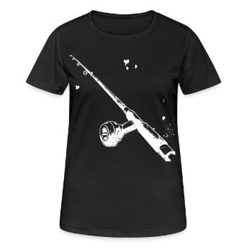 Angelrute Zeichnung - Frauen T-Shirt atmungsaktiv - Schwarz - Vorne - AI Model Female 172 light (172cm)