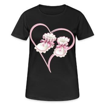 Coeur de bébé avec chaussures de bébé rose pour filles - T-shirt respirant Femme - noir - Devant - AI Model Female 172 light (172cm)