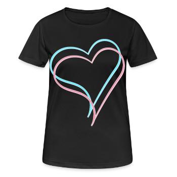 Herzen blau rosa - Frauen T-Shirt atmungsaktiv - Schwarz - Vorne - AI Model Female 172 light (172cm)