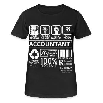 Comptable Multi Tasking Résolution de problèmes - T-shirt respirant Femme - noir - Devant - AI Model Female 172 light (172cm)