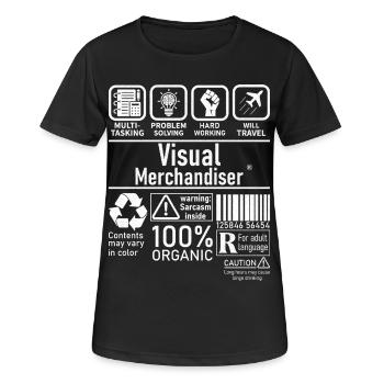 Visual Merchandiser multi tasking problem solving - Frauen T-Shirt atmungsaktiv - Schwarz - Vorne - AI Model Female 172 light (172cm)