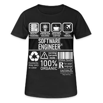 Software Engineer multi tasking problem solving - Frauen T-Shirt atmungsaktiv - Schwarz - Vorne - AI Model Female 172 light (172cm)