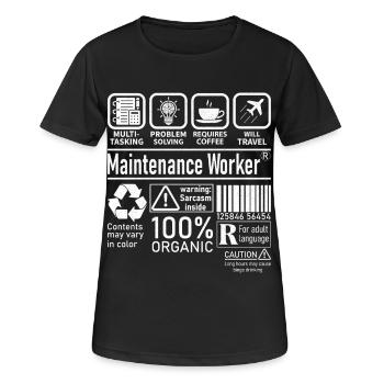 Maintenance Worker multi tasking problem solving - Women's Breathable T-Shirt - black - Front - AI Model Female 172 light (172cm)