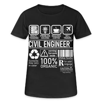 Civil Engineer multi tasking problem solving - Frauen T-Shirt atmungsaktiv - Schwarz - Vorne - AI Model Female 172 light (172cm)