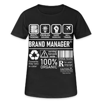 Brand Manager multi tasking problem solving - Frauen T-Shirt atmungsaktiv - Schwarz - Vorne - AI Model Female 172 light (172cm)