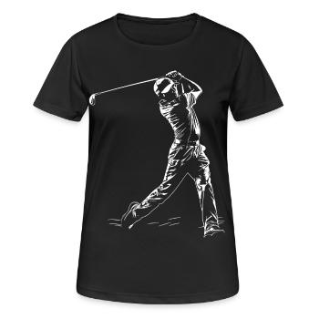 Golfspieler Skizze - Frauen T-Shirt atmungsaktiv - Schwarz - Vorne - AI Model Female 172 light (172cm)