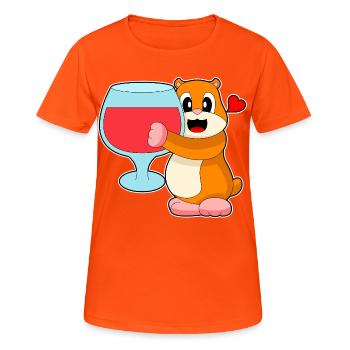 Hamster Red Wine - Women's Breathable T-Shirt - neon orange - Front - AI Model Female 172 dark (172cm)