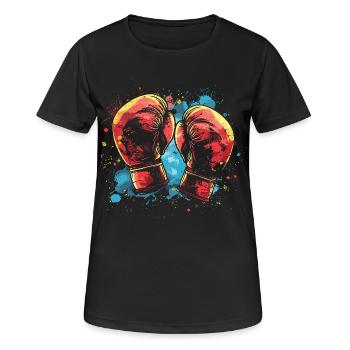 Boxhandschuhe Streetart - Frauen T-Shirt atmungsaktiv - Schwarz - Vorne - AI Model Female 172 light (172cm)