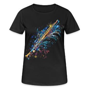 Flöten Comic - Frauen T-Shirt atmungsaktiv - Schwarz - Vorne - AI Model Female 172 light (172cm)