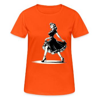 Rockabilly Style Woman Dress Pumps Retro Gift - Women's Breathable T-Shirt - neon orange - Front - AI Model Female 172 dark (172cm)