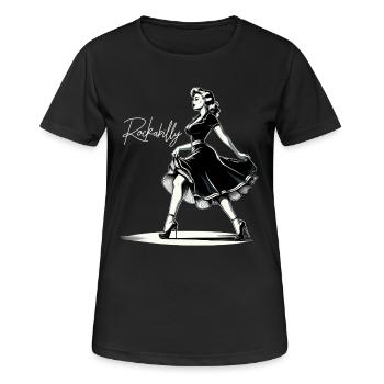 Rockabilly Style Frau Kleid Pumps Retro Geschenk - Frauen T-Shirt atmungsaktiv - Schwarz - Vorne - AI Model Female 172 light (172cm)