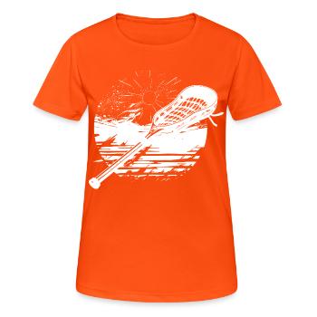 Graphique du bâton de crosse - T-shirt respirant Femme - orange néon - Devant - AI Model Female 172 dark (172cm)