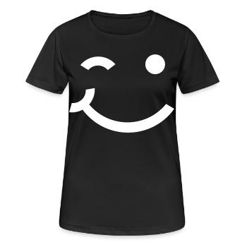 Clin d’œil, sourire clignant de l’œil - T-shirt respirant Femme - noir - Devant - AI Model Female 172 light (172cm)