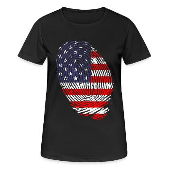 Fingerabdrücke der US-Flagge - Frauen T-Shirt atmungsaktiv - Schwarz - Vorne - AI Model Female 172 light (172cm)