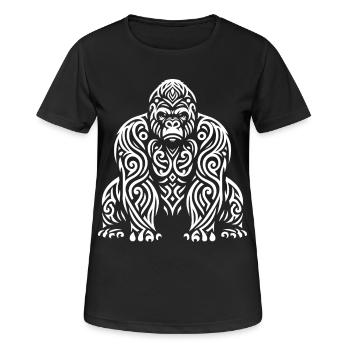 Gorille Tribal - T-shirt respirant Femme - noir - Devant - AI Model Female 172 light (172cm)
