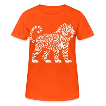 Tigre de Sumatra tribal - T-shirt respirant Femme - orange néon - Devant - AI Model Female 172 dark (172cm)