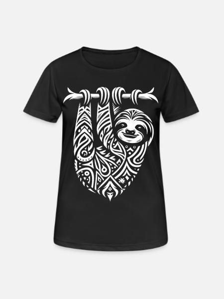 Paresseux tribal à trois doigts - T-shirt respirant Femme - noir