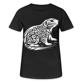 Chien de prairie tribal - T-shirt respirant Femme - noir - Devant - AI Model Female 172 light (172cm)