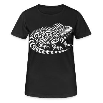 Iguane tribal - T-shirt respirant Femme - noir - Devant - AI Model Female 172 light (172cm)