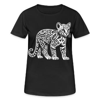 Ocelot tribal - T-shirt respirant Femme - noir - Devant - AI Model Female 172 light (172cm)