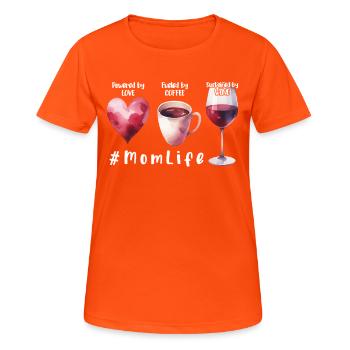 MomLife Kaffee Wein Liebe Aquarell Mutter Geschenk - Frauen T-Shirt atmungsaktiv - Neonorange - Vorne - AI Model Female 172 dark (172cm)
