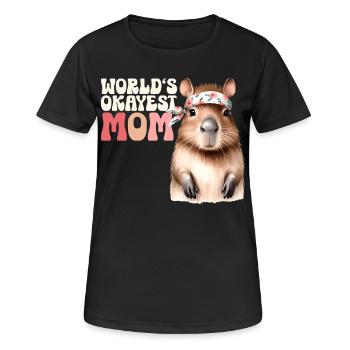 Worlds Okayest Mom Capybara Funny Mom Design - Women's Breathable T-Shirt - black - Front - AI Model Female 172 light (172cm)