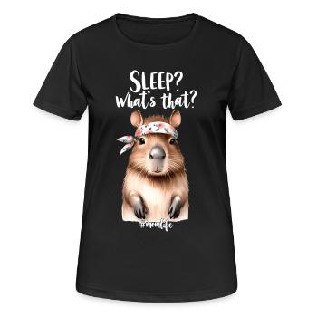 Sleep? What is that? Capybara Mom Mom Gift - Women's Breathable T-Shirt - black - Front - AI Model Female 172 light (172cm)