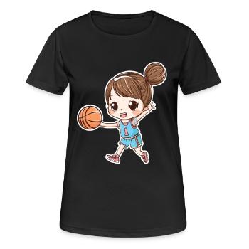 Basketballer Mädchen - Frauen T-Shirt atmungsaktiv - Schwarz - Vorne - AI Model Female 172 light (172cm)