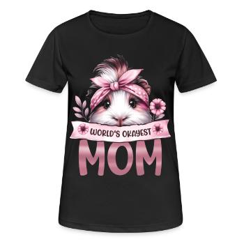 Guinea Pig Worlds Okayest Mom Mom Gift - Women's Breathable T-Shirt - black - Front - AI Model Female 172 light (172cm)