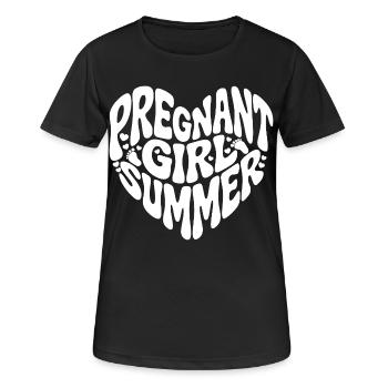 Pregnant Girl Summer - Herz Form - Frauen T-Shirt atmungsaktiv - Schwarz - Vorne - AI Model Female 172 light (172cm)