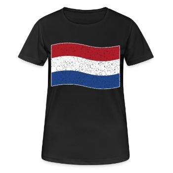 drapeau néerlandais vintage - T-shirt respirant Femme - noir - Devant - AI Model Female 172 light (172cm)