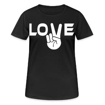 Signe de victoire de l’amour main - T-shirt respirant Femme - noir - Devant - AI Model Female 172 light (172cm)